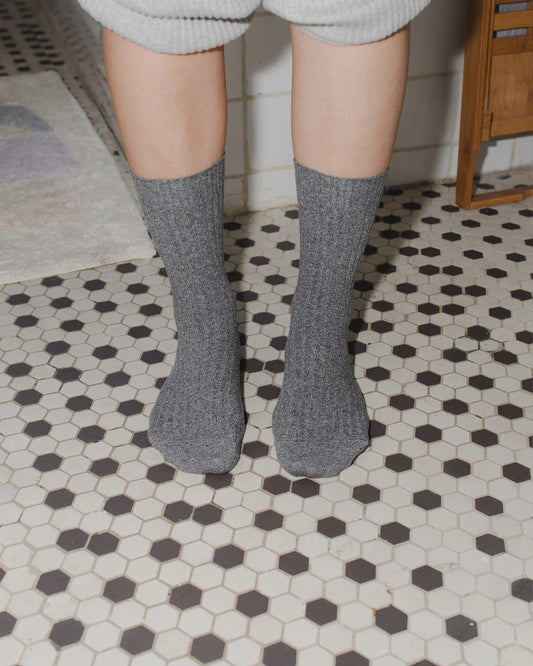 Baserange | Rib Over Ankle Socks - Grey
