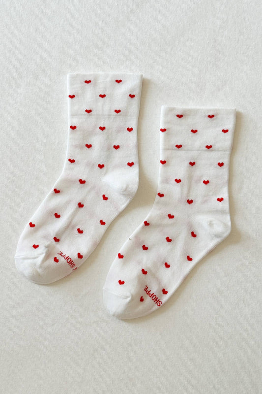 Le Bon Shoppe | Sneaker Socks: Heart - White / Red