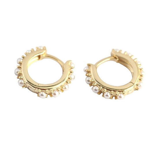 Love Local Jewelry | Brooke Pearl Hoops 1.3cm - Gold