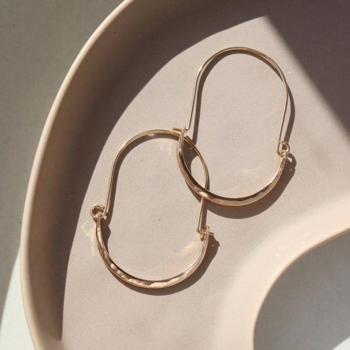 Token Jewelry | Hammered Paloma Hoops - 14k Gold Fill