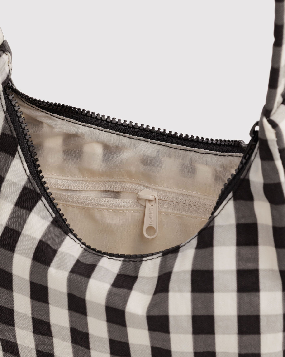 Baggu | Mini Nylon Shoulder Bag - Black and Cream Gingham