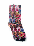 Strathcona | Unisex Bamboo Socks - Black Pansy