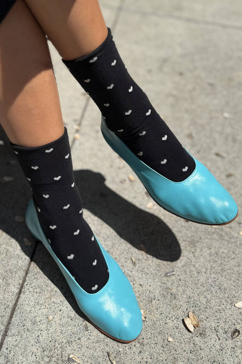 Le Bon Shoppe | Sneaker Socks: Heart - Black / Cream