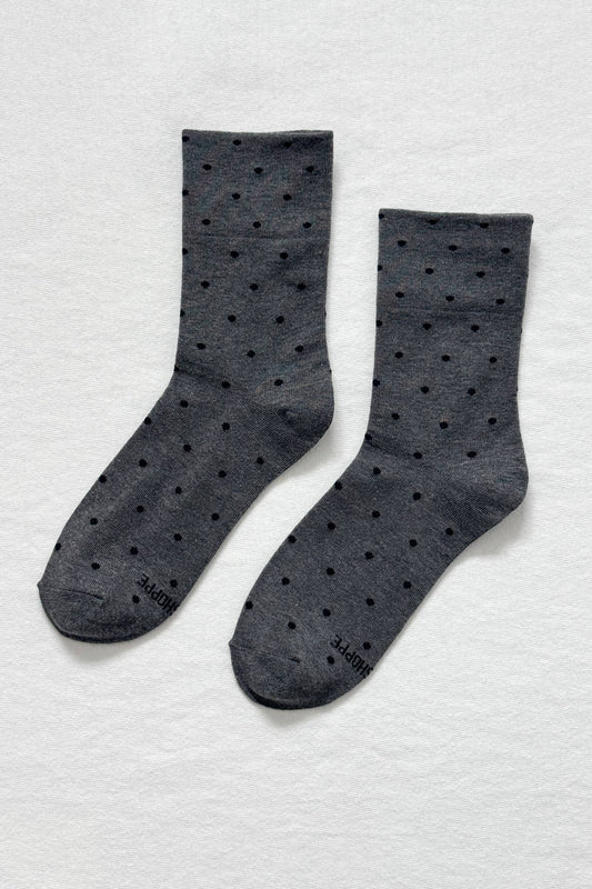 Le Bon Shoppe | Sneaker Socks: Polka Dot - Charcoal/Black