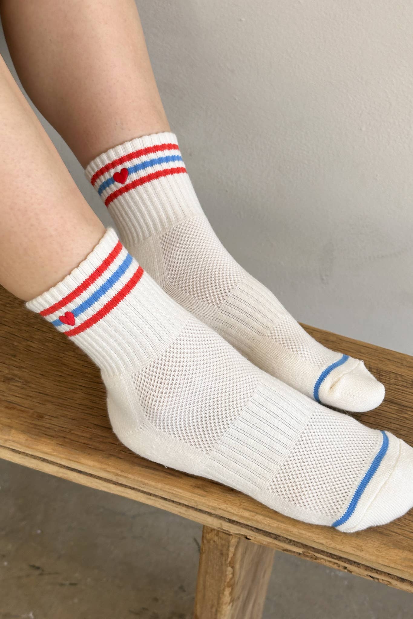 Le Bon Shoppe | Embroidered Girlfriend Socks - Ivory + Heart