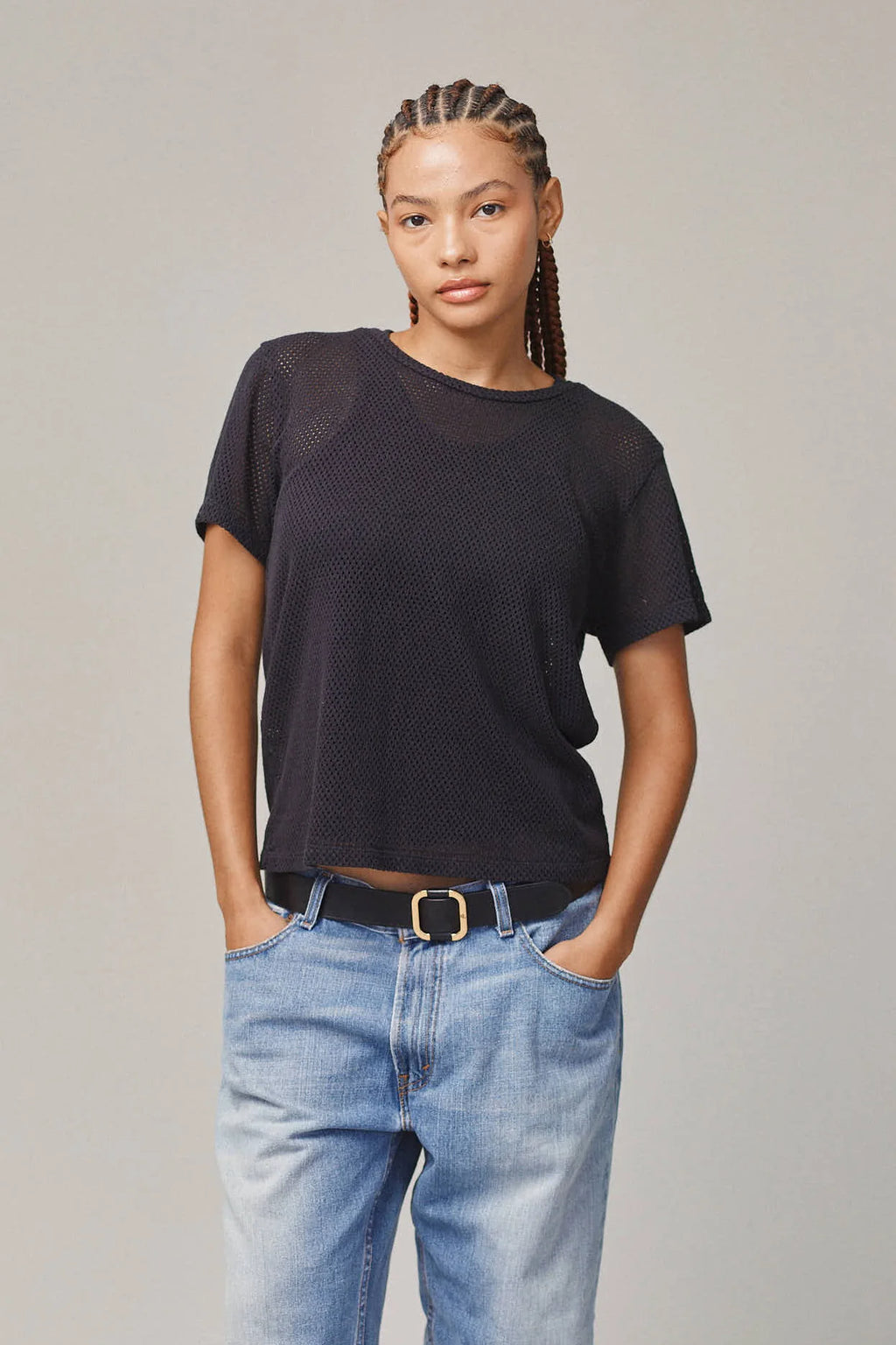 Jungmaven | Carmen Mesh Cropped Tee - Agave Green