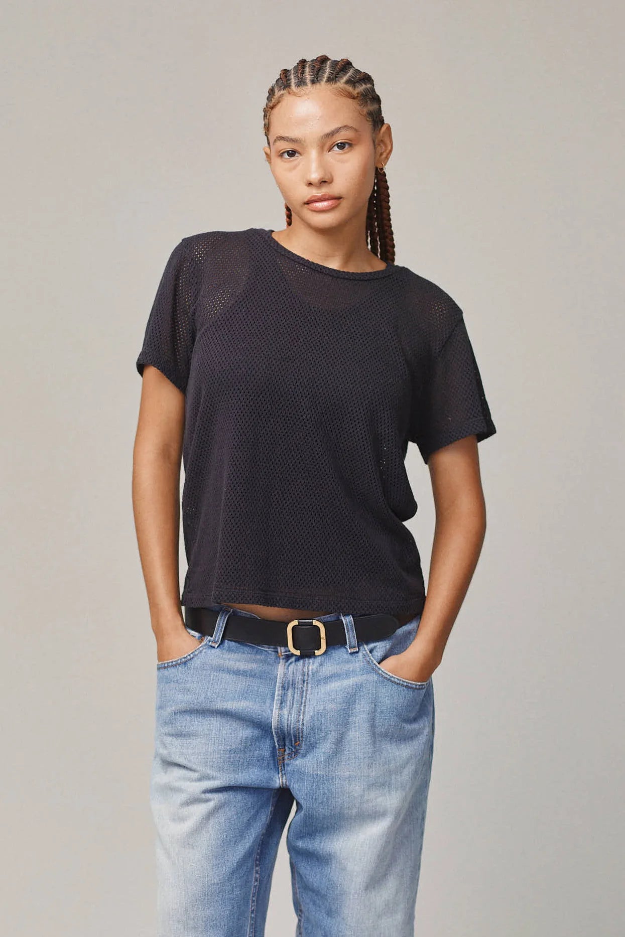Jungmaven | Carmen Mesh Cropped Tee - Agave Green