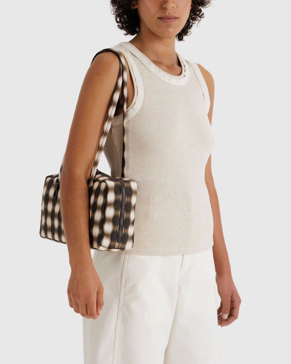 Baggu | Nylon Bowler Bag - Blurred Gingham Brown