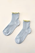 Le Bon Shoppe | The Petite Ruffled Modal Socks - Baby Blue/ Butter