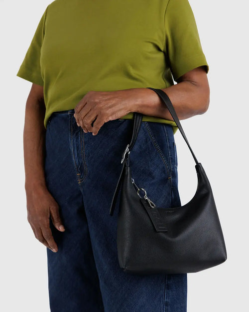 Baggu | Mini Recycled Leather Shoulder Bag - Black