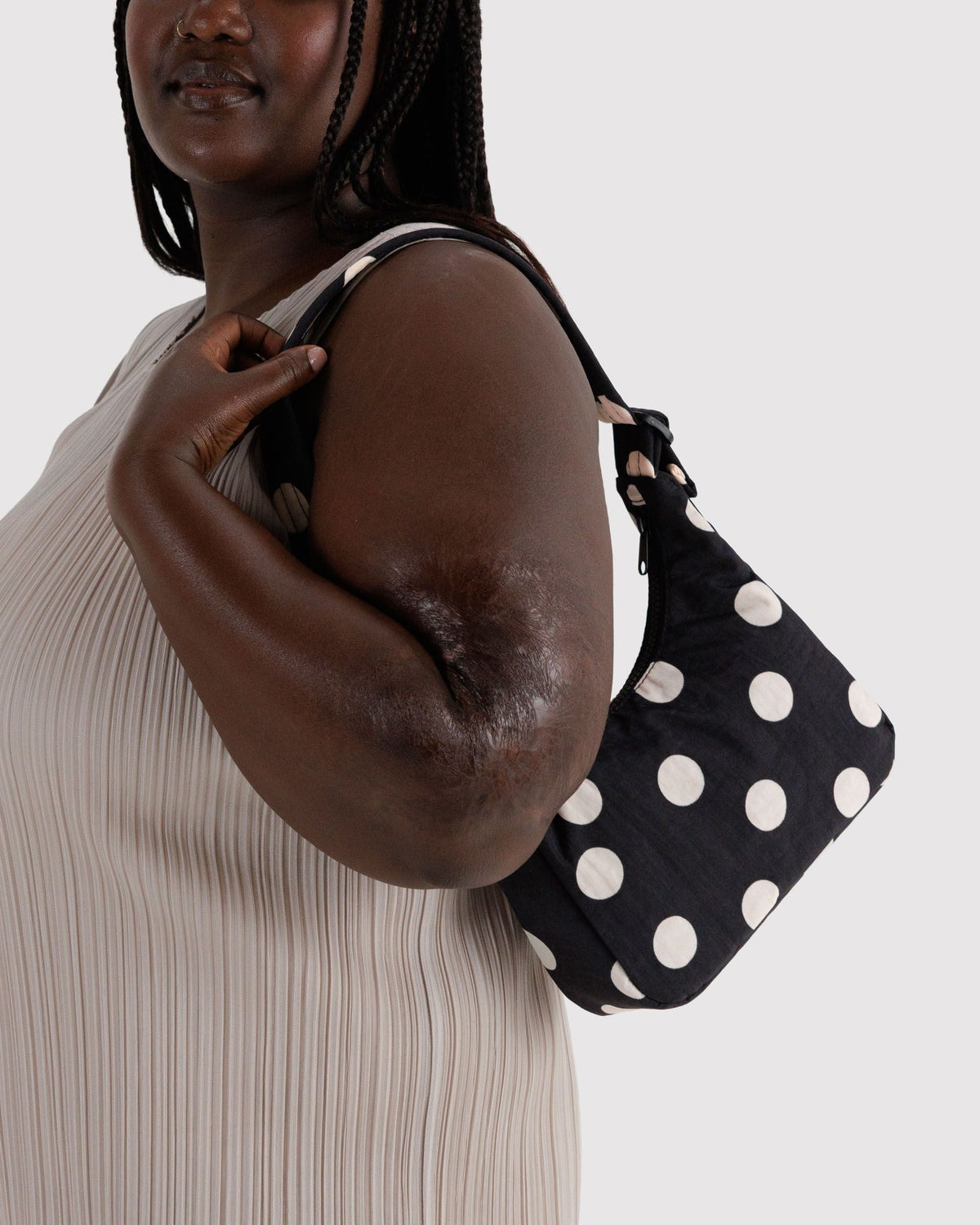 Baggu | Mini Nylon Shoulder Bag - Black and Cream Polka Dot