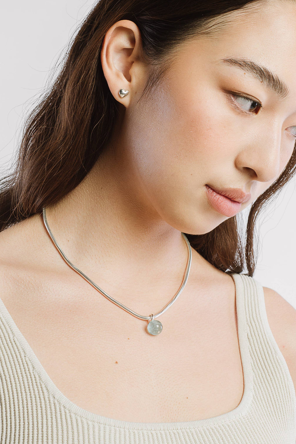 Kara Yoo | Puffy Heart studs - Silver