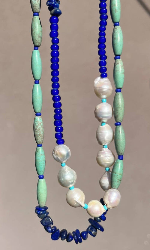 Heather Kahn | Denim Pearl Doublet Necklace