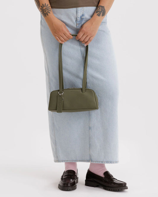 Baggu | Small Recycled Leather Bowler Bag - Loden