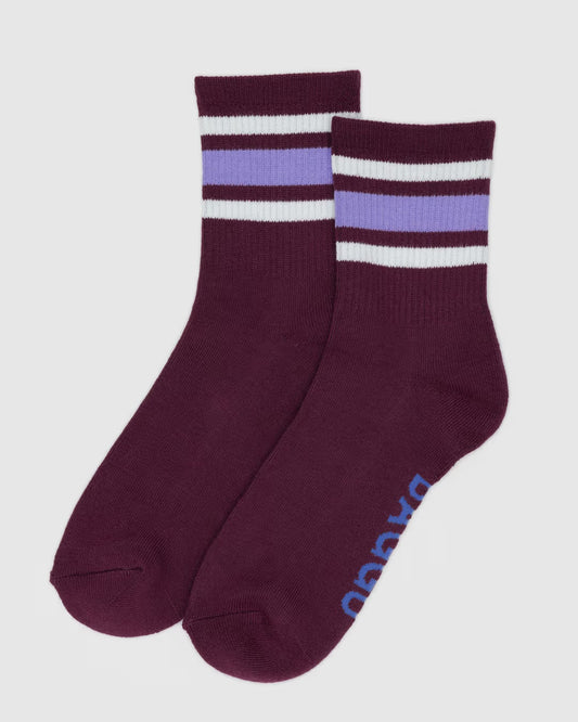 Baggu | Ribbed Socks - Mahogany Stripe