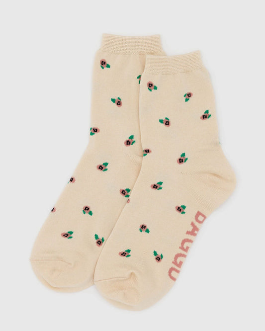 Baggu | Crew Socks -  Cream Rosette