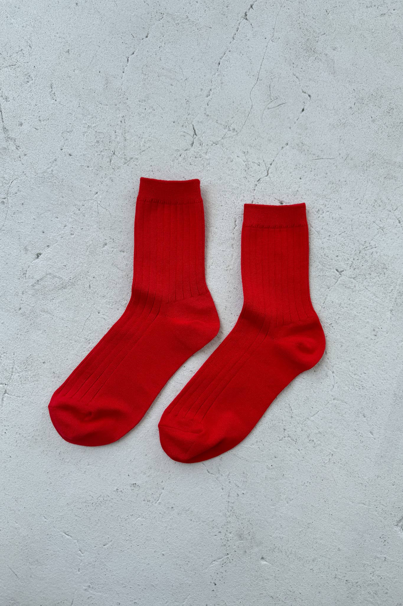 Her Socks - Mercerized Combed Cotton Rib: Classic Red