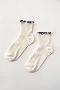 Le Bon Shoppe | The Petite Ruffled Modal Socks - Soft White/ Navy