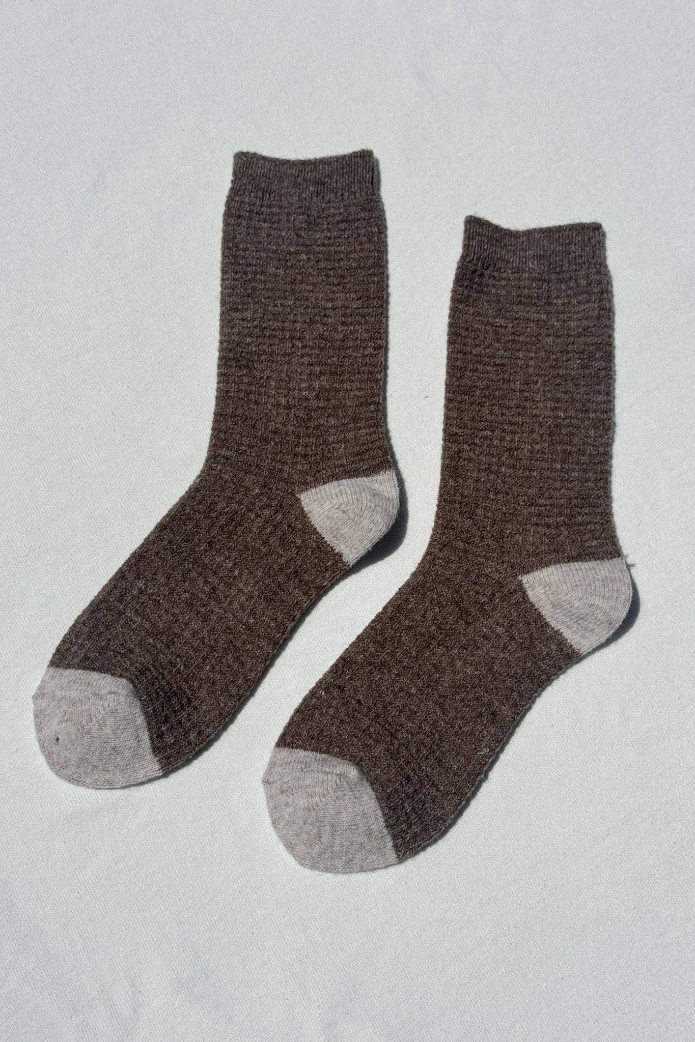 Le Bon Shoppe | Wool Waffled Socks - Brown/Oatmeal