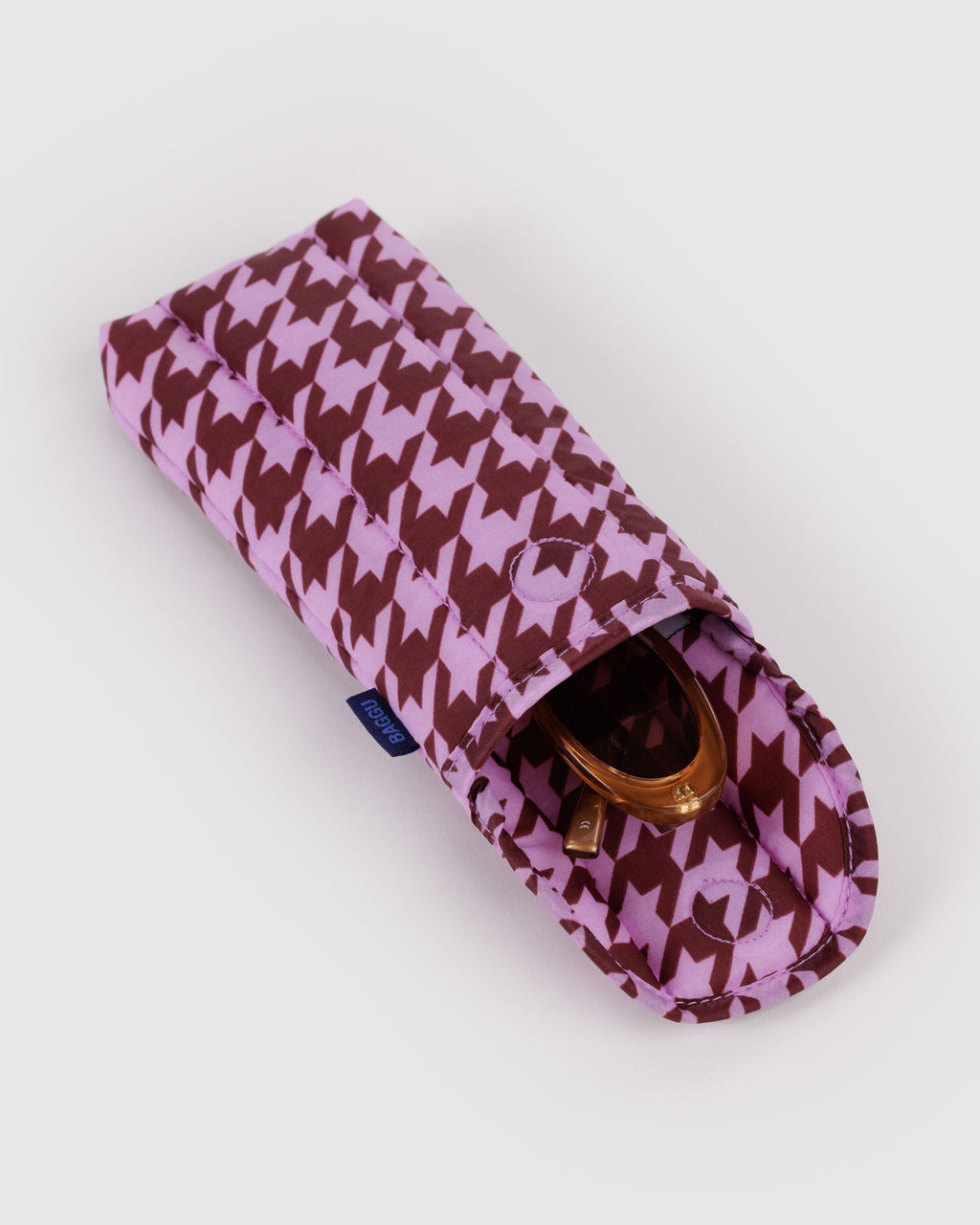 Baggu | Puffy Glasses Sleeve - Pink Houndstooth