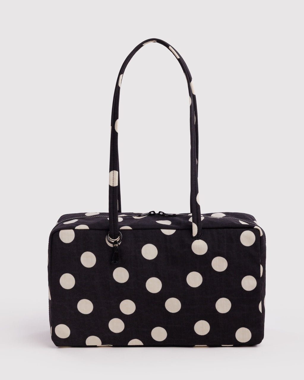 Baggu | Medium Nylon Bowler Bag - Black and Cream Polka Dot