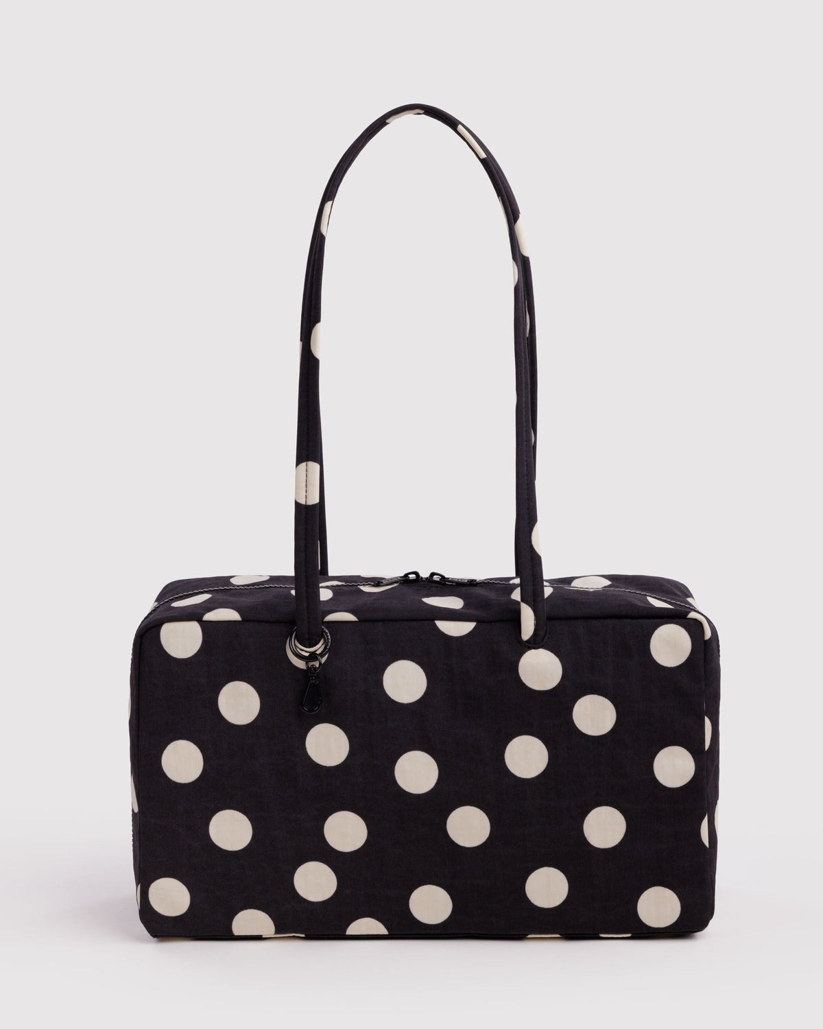 Baggu | Medium Nylon Bowler Bag - Black and Cream Polka Dot