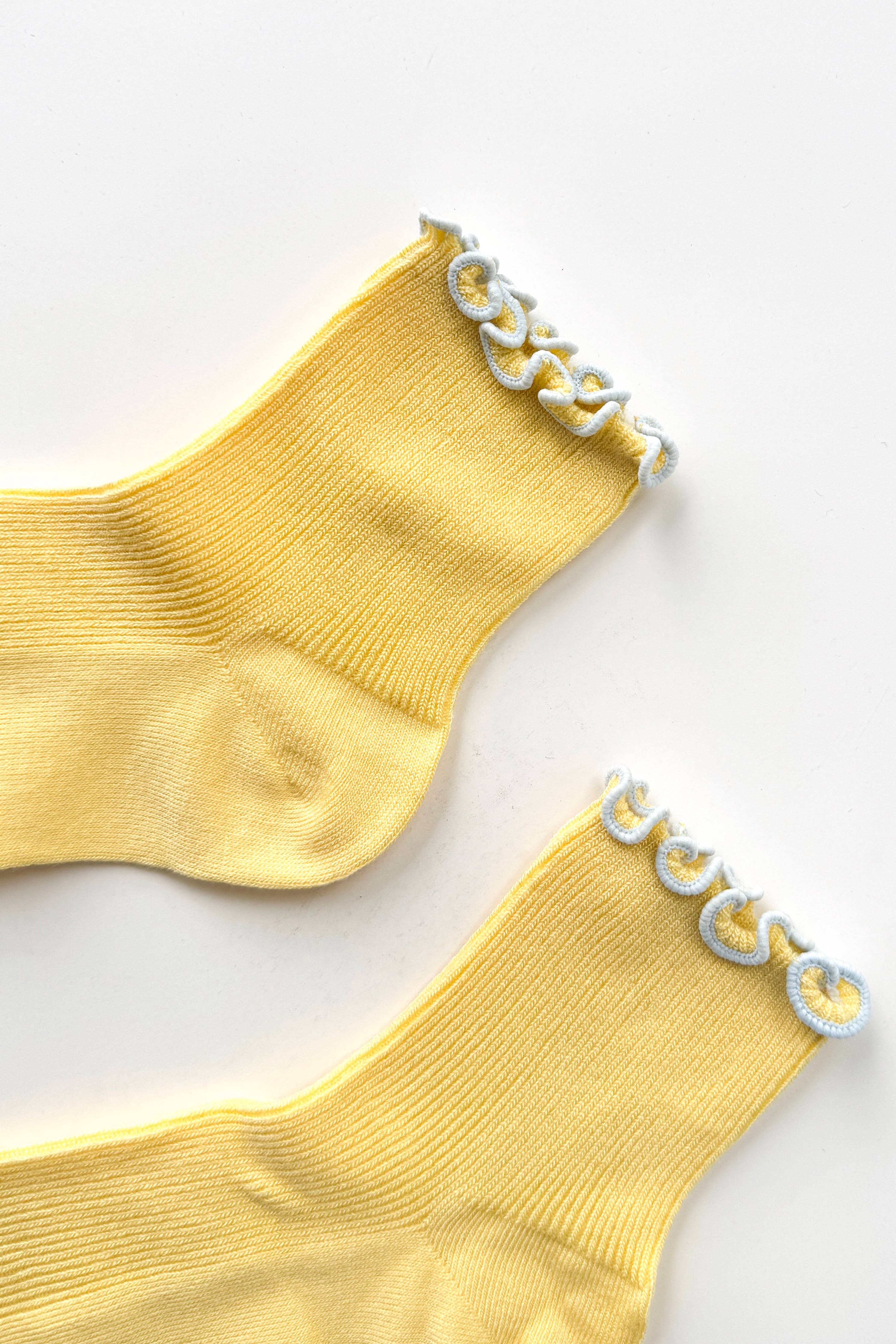Le Bon Shoppe | The Petite Ruffled Modal Socks - Butter/Baby Blue