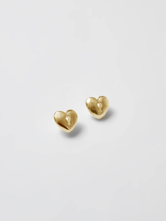 Wolf Circus | Heart Lock Studs in Gold