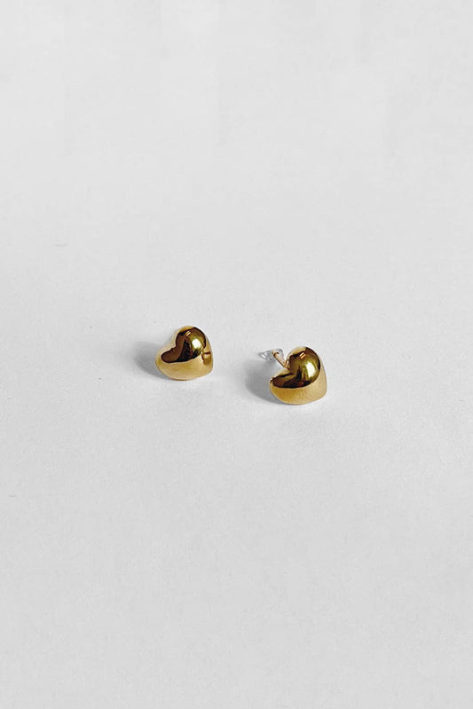 Kara Yoo | Puffy Heart Studs - Heavy Gold Electroplated Brass