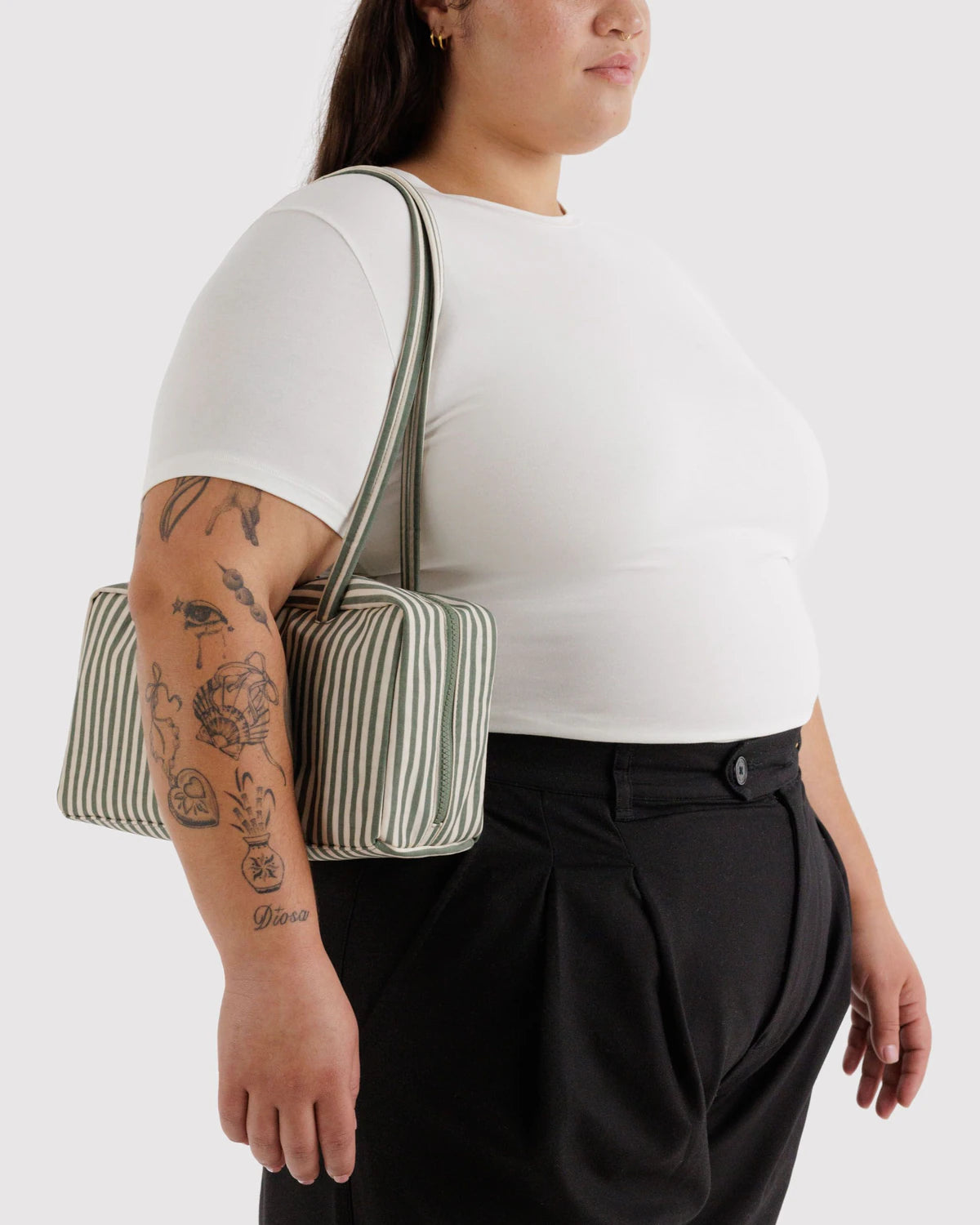 Baggu | Nylon Bowler Bag - Sage Stripe