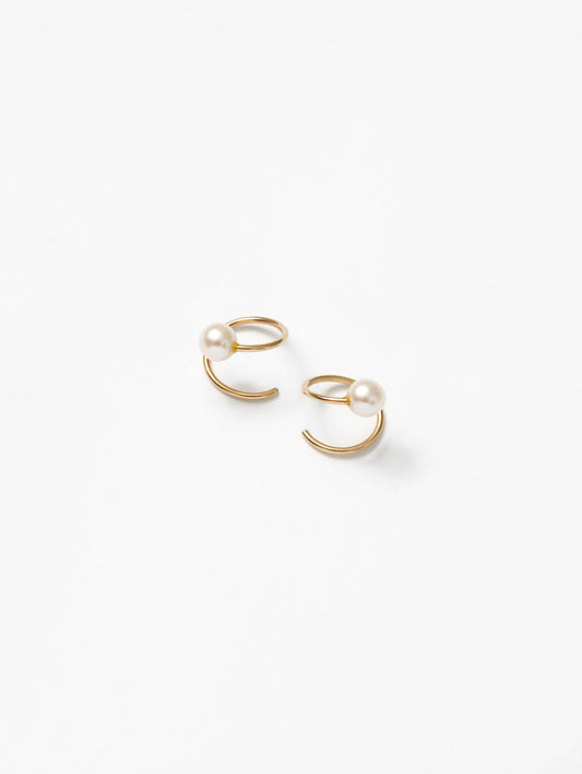 Wolf Circus | White Pearl Swirl Studs in Gold