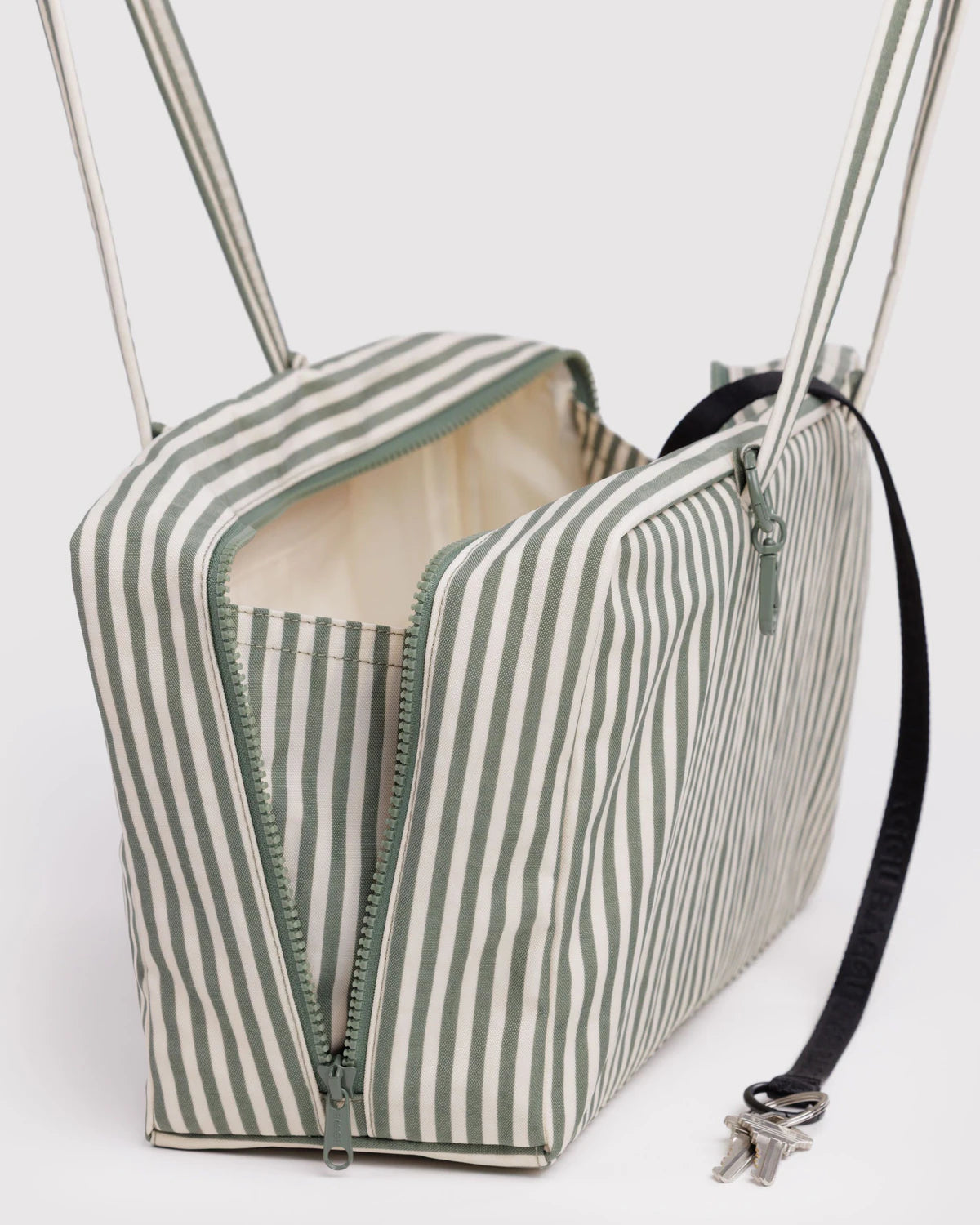 Baggu | Medium Nylon Bowler Bag - Sage Stripe