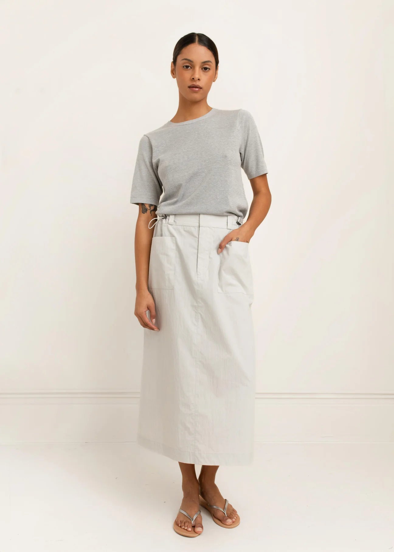 Paper Label | Mira Knit Tee - Light Melange Grey