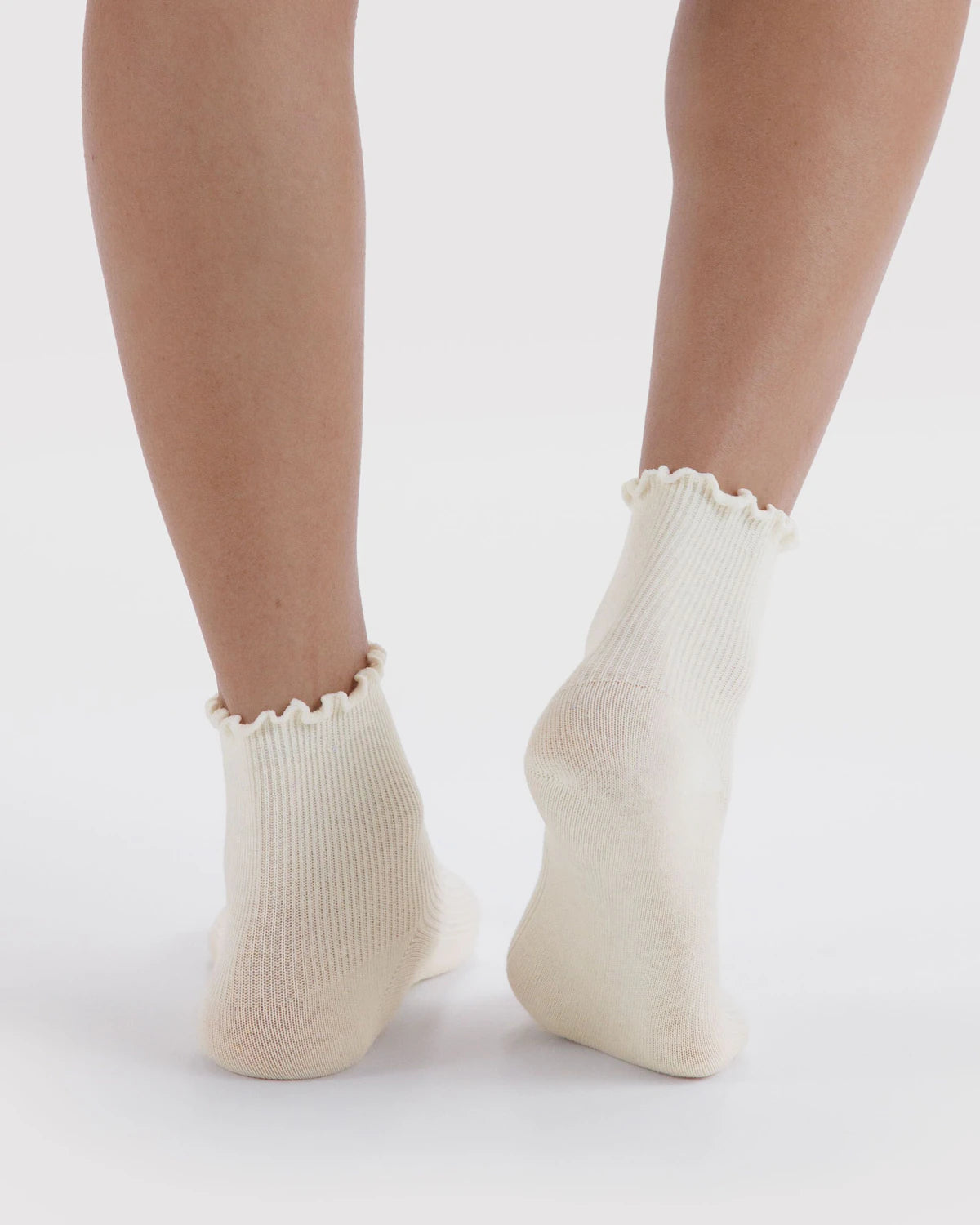 Baggu | Crew Socks - Lettuce Edge Sock Set of 2 - White