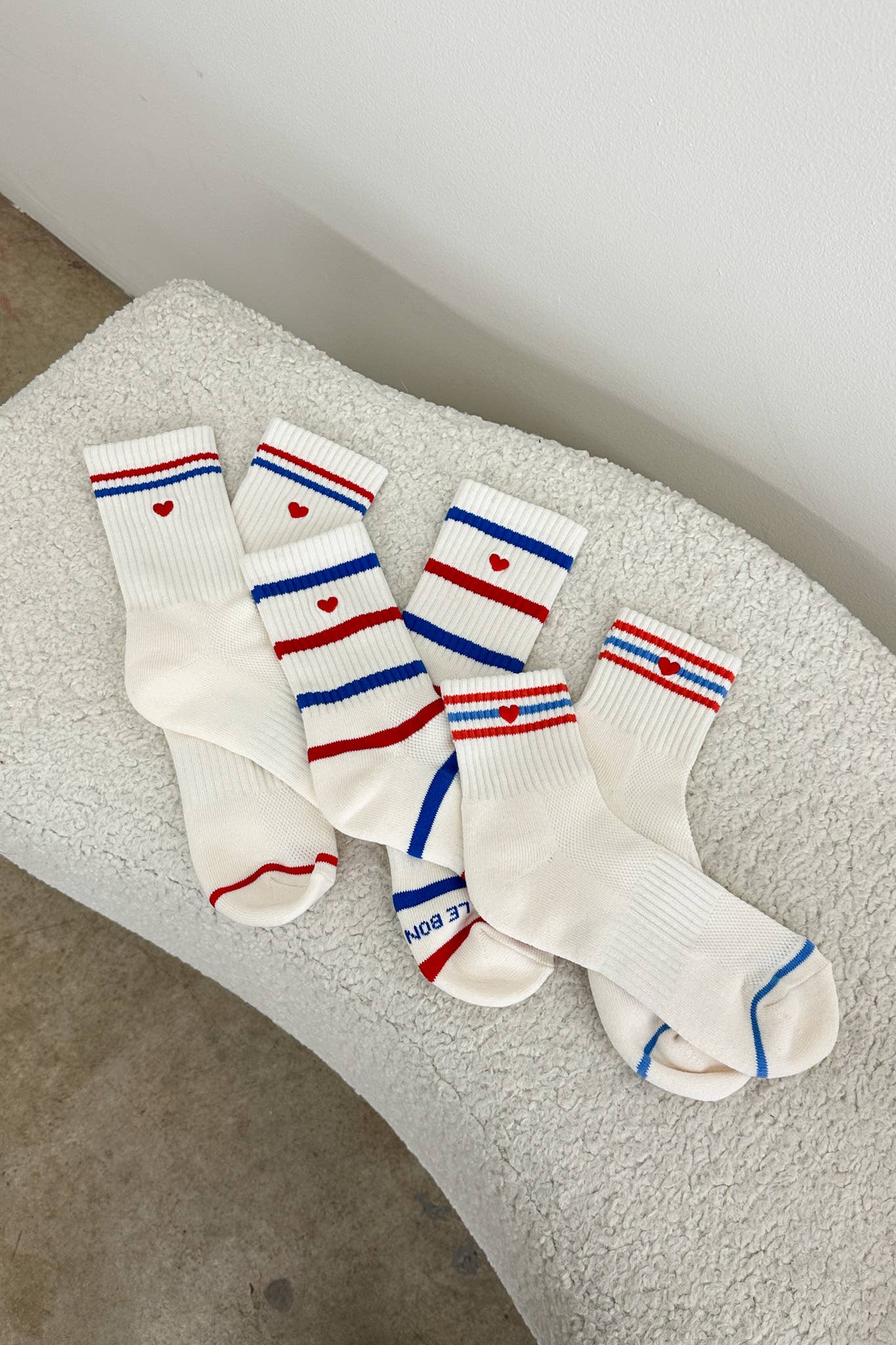 Le Bon Shoppe | Embroidered Girlfriend Socks - Ivory + Heart