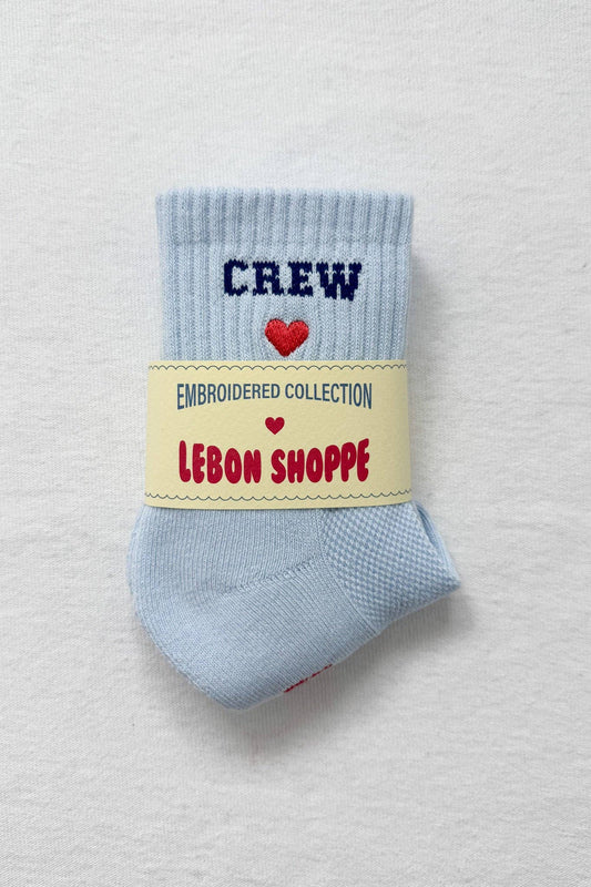 Le Bon Shoppe | Embroidered Crew Socks - Sky Blue
