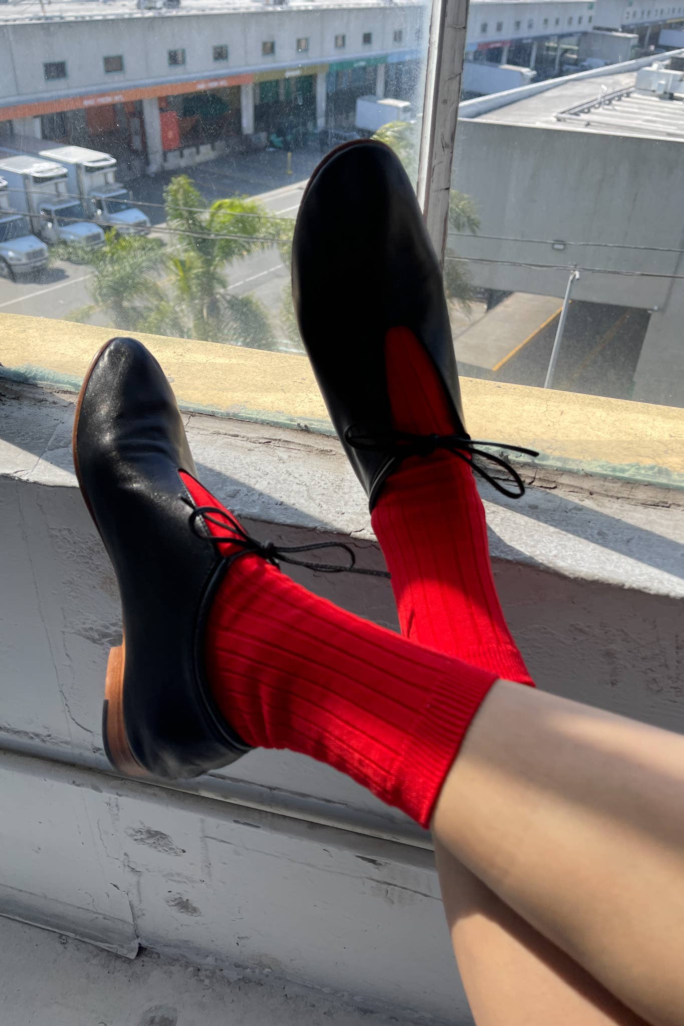 Her Socks - Mercerized Combed Cotton Rib: Classic Red