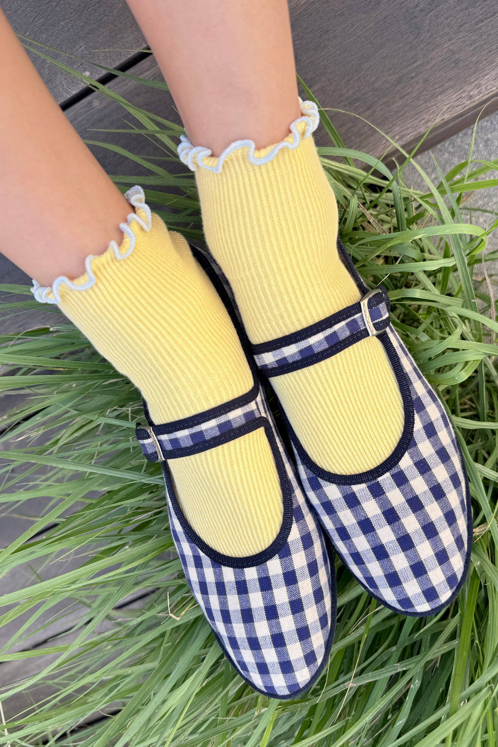 Le Bon Shoppe | The Petite Ruffled Modal Socks - Butter/Baby Blue