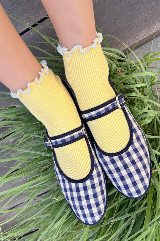 Le Bon Shoppe | The Petite Ruffled Modal Socks - Butter/Baby Blue