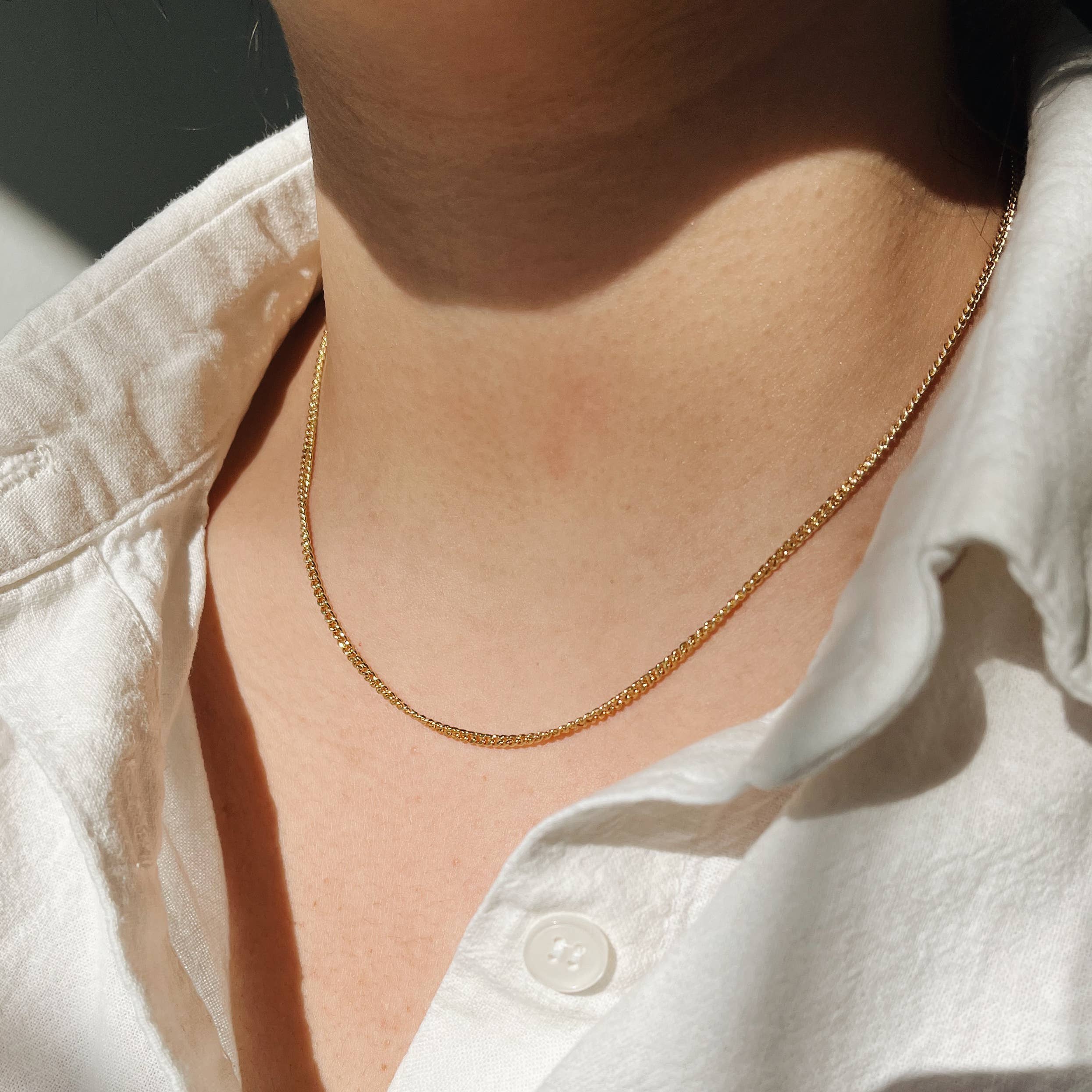 Kara Yoo | Thin Curb Necklace - Gold
