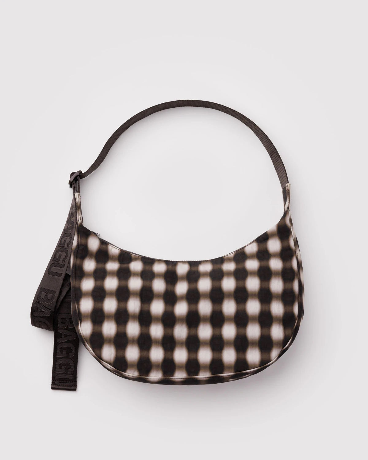 Baggu | Medium Nylon Crescent Bag - Blurred Gingham Brown