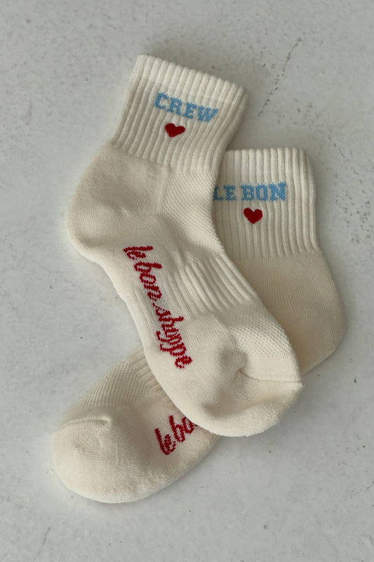 Le Bon Shoppe | Embroidered Crew Socks - Vanilla