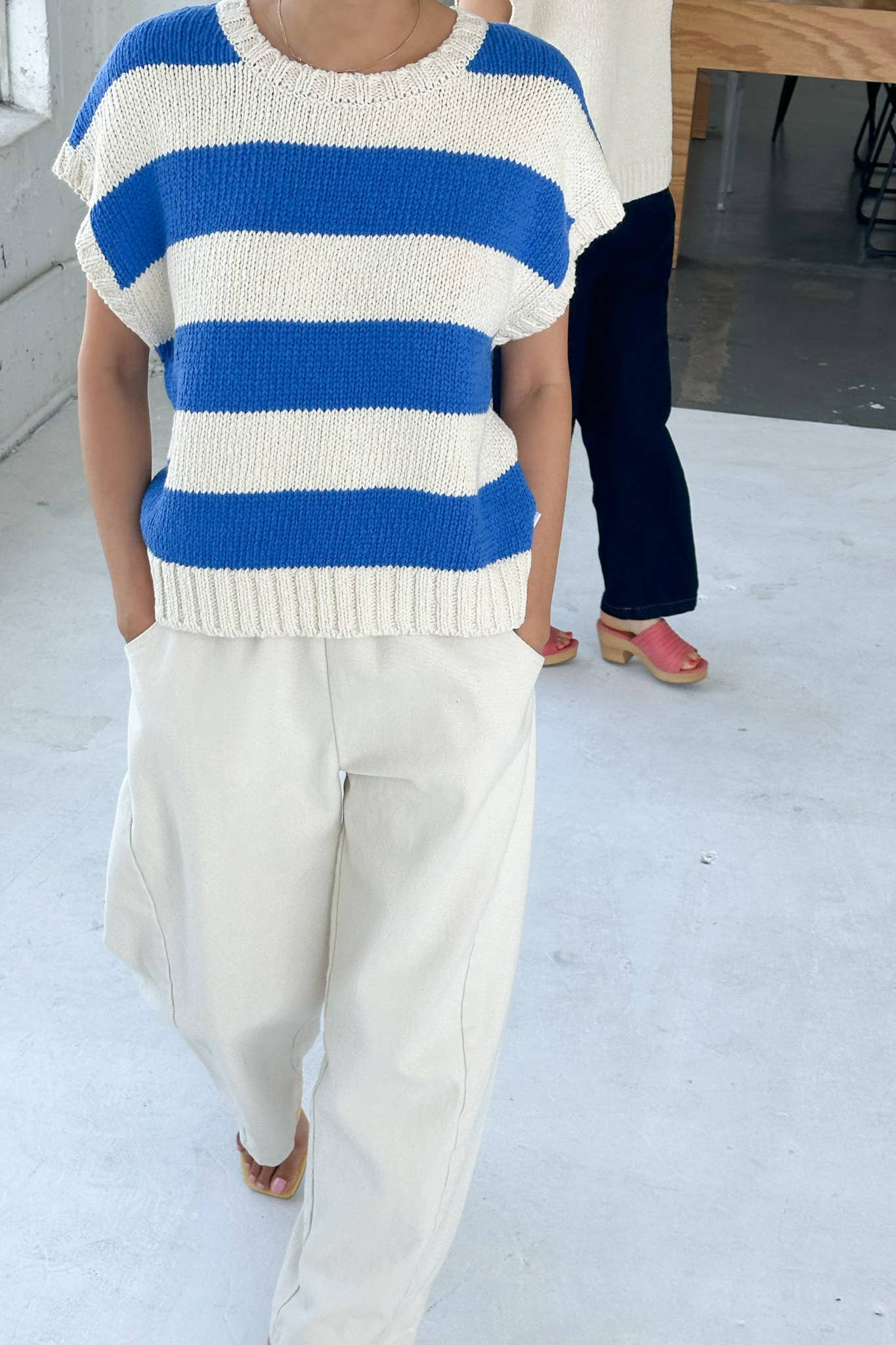 Le Bon Shoppe | Pierre Cotton Sweater Top - French Blue Stripe