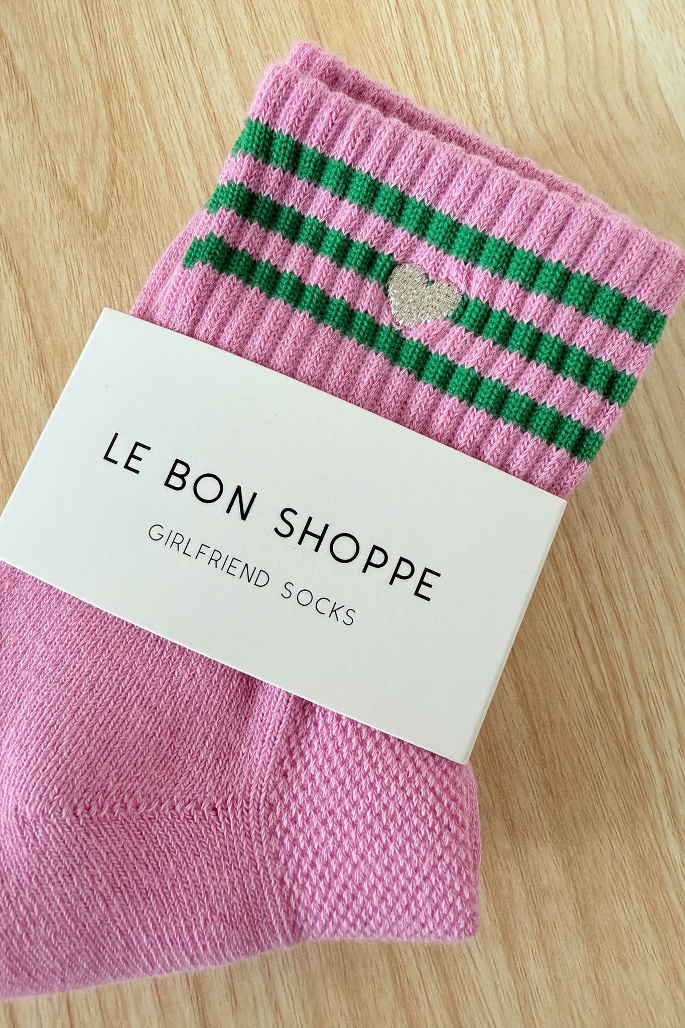 Le Bon Shoppe | Embroidered Girlfriend Socks - Rose Pink + Heart