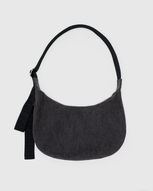 Baggu | Medium Denim Crescent Bag - Washed Black Denim