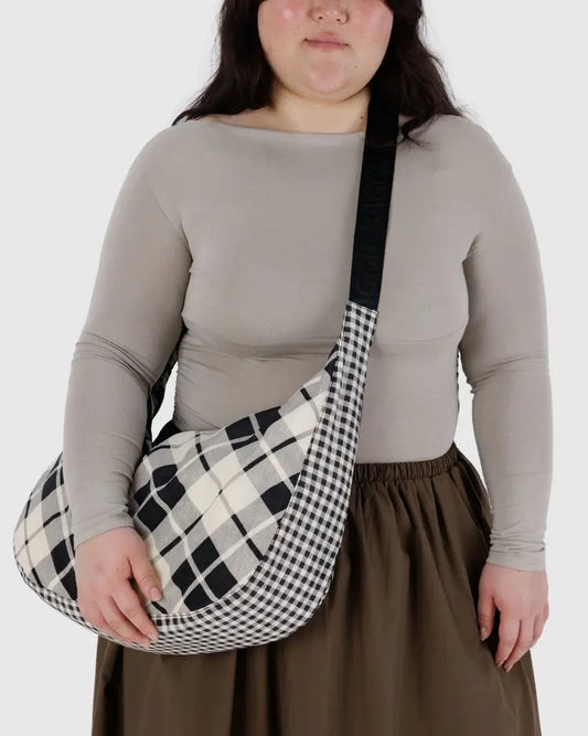 Baggu | Large Nylon Crescent Bag - Mixed Plaid