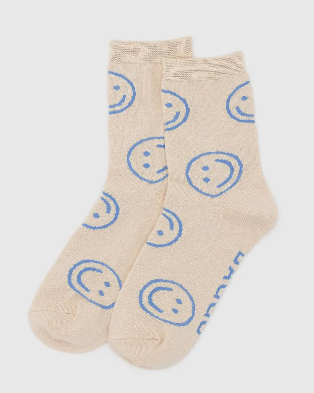 Baggu | Crew Socks - Ecru Periwinkle Happy