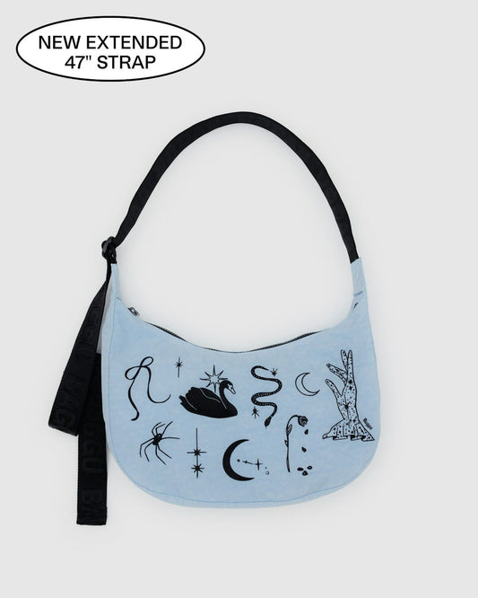 Baggu | Medium Nylon Crescent Bag - Embroidered Ballet Icons