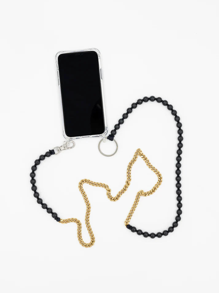 Ina Seifart | Perlenpanzer Handykette - Black/Brass