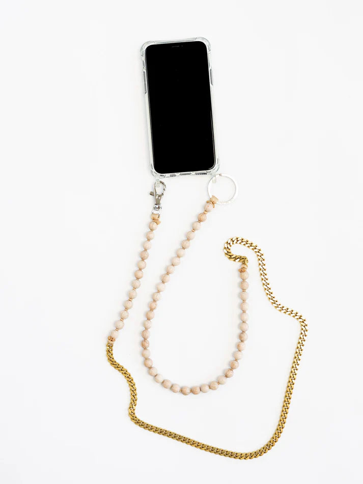 Ina Seifart | Perlenpanzer Handykette - Natural/Brass